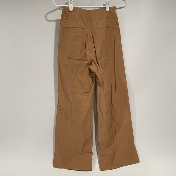 Anthropologie Maeve Colette Linen Crop Wide-Leg Pants Camel Brown 26 - Picture 5 of 12
